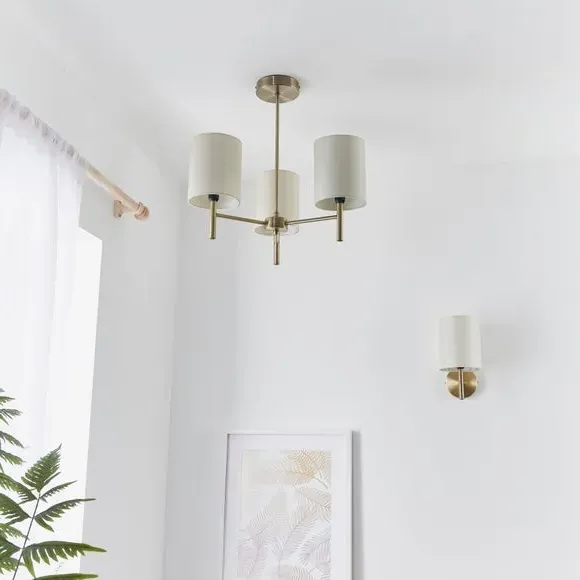 3-Light Semi Flush Ceiling Light - Antique Brass