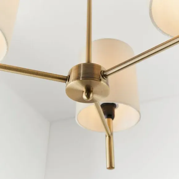 3-Light Semi Flush Ceiling Light - Antique Brass