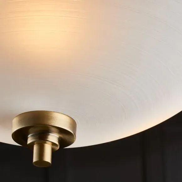 3-Light Semi Flush Ceiling Light - Brass, Glass