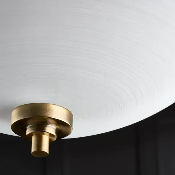 3-Light Semi Flush Ceiling Light - Brass, Glass
