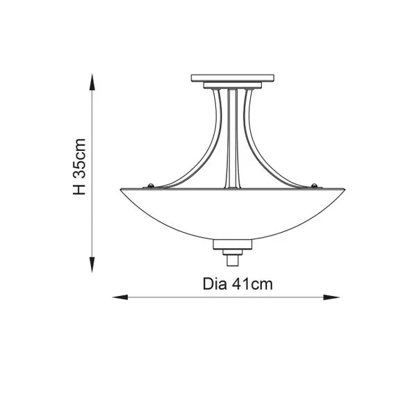 3-Light Semi Flush Ceiling Light - Brass, Glass