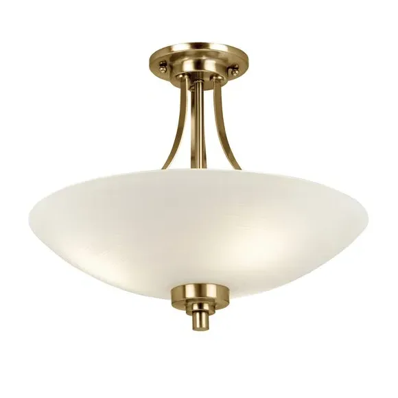 3-Light Semi Flush Ceiling Light - Brass, Glass image