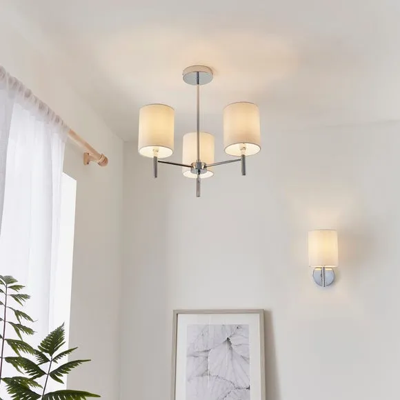 3-Light Semi Flush Ceiling Light - Chrome