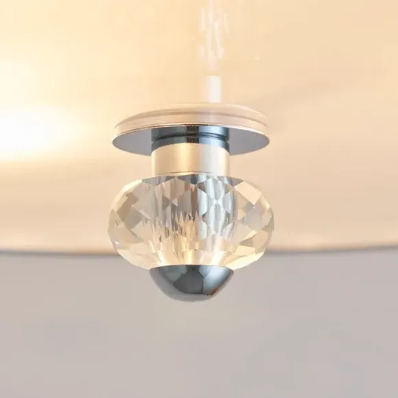 3-Light Semi Flush Ceiling Light - Chrome, Crystal