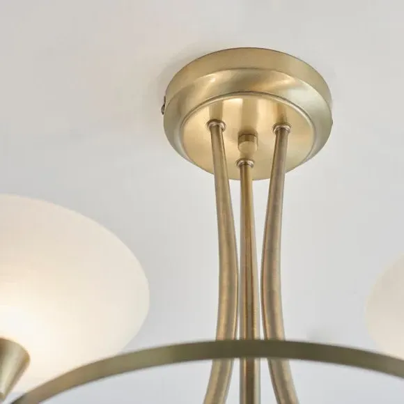 3-Light Semi Flush Ceiling Light - Gold