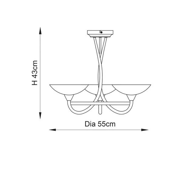 3-Light Semi Flush Ceiling Light - Gold