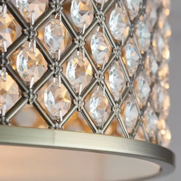3-Light Semi Flush Ceiling Light - Gold, Crystal