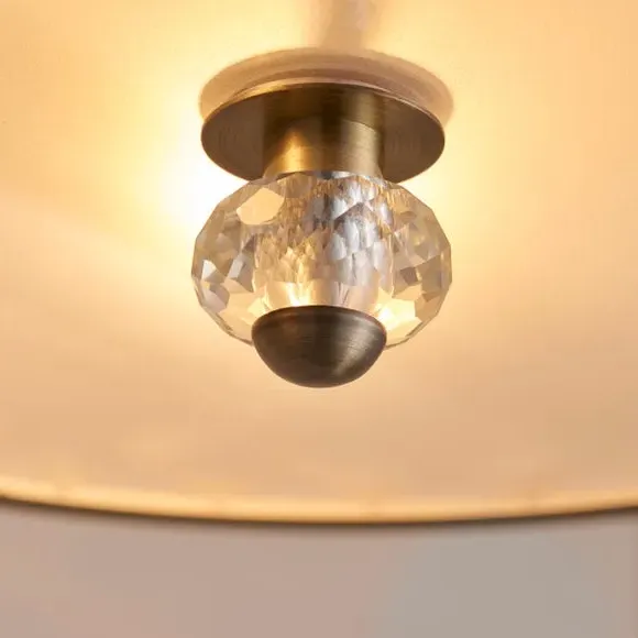 3-Light Semi Flush Ceiling Light - Gold, Crystal