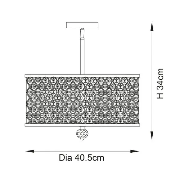 3-Light Semi Flush Ceiling Light - Gold, Crystal