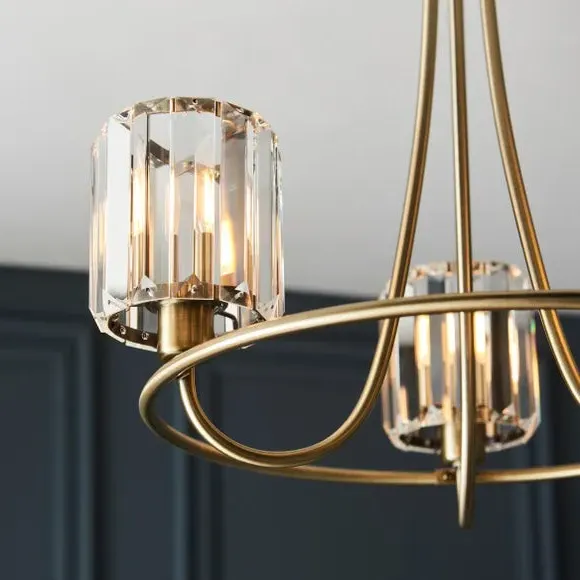 3-Light Semi Flush Ceiling Light - Gold, Glass