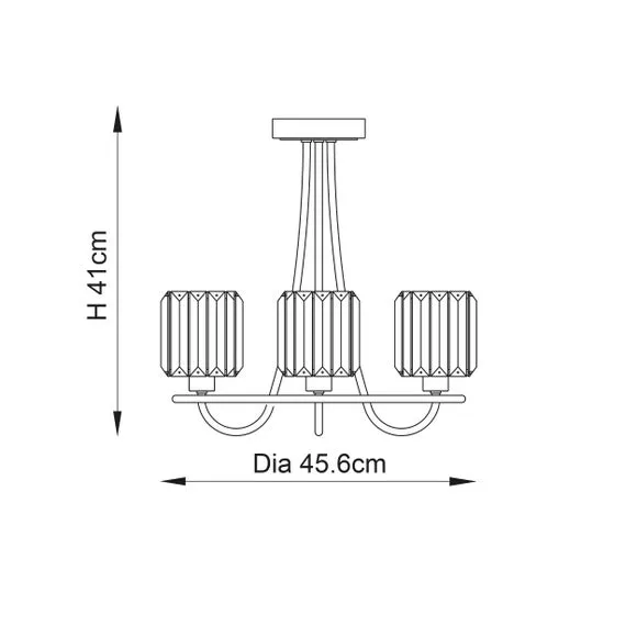 3-Light Semi Flush Ceiling Light - Gold, Glass