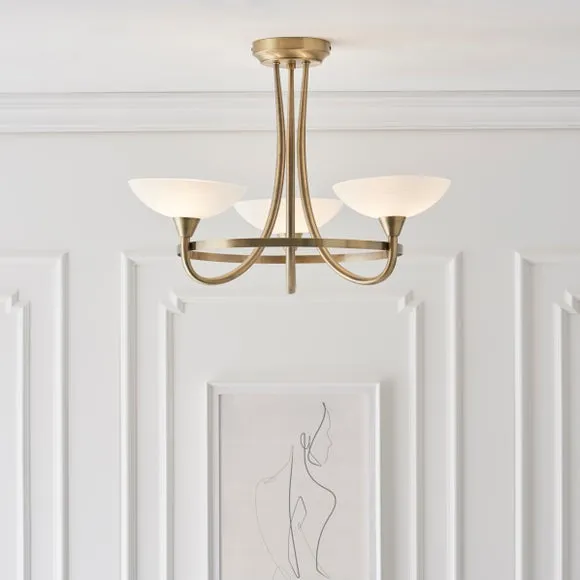 3-Light Semi Flush Ceiling Light - Gold image