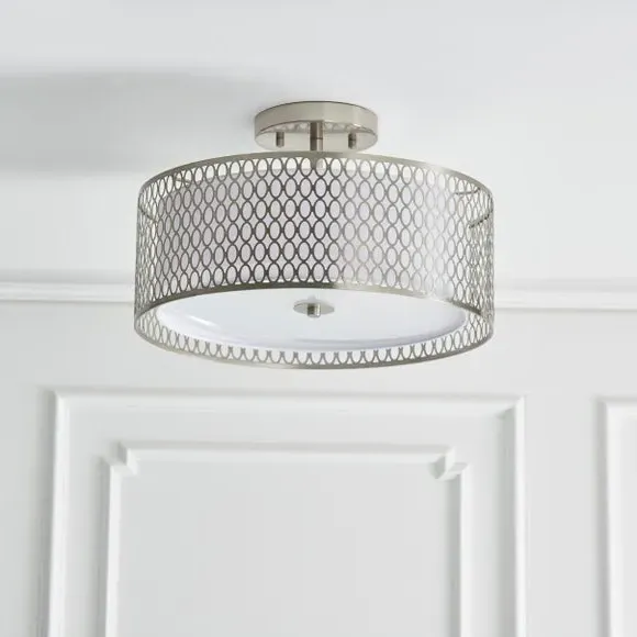 3-Light Semi Flush Ceiling Light - Nickel