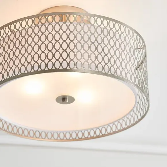 3-Light Semi Flush Ceiling Light - Nickel