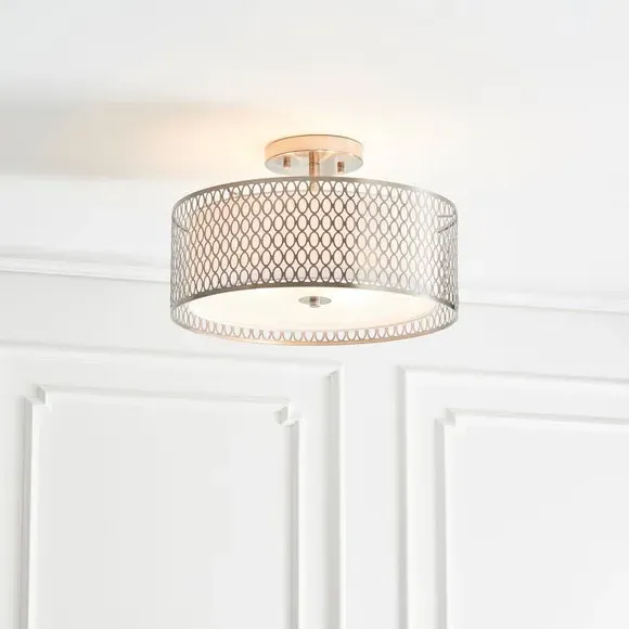 3-Light Semi Flush Ceiling Light - Nickel