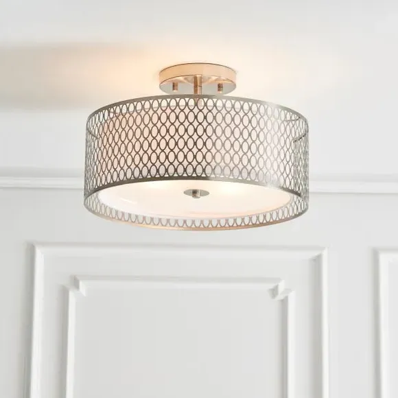 3-Light Semi Flush Ceiling Light - Nickel image