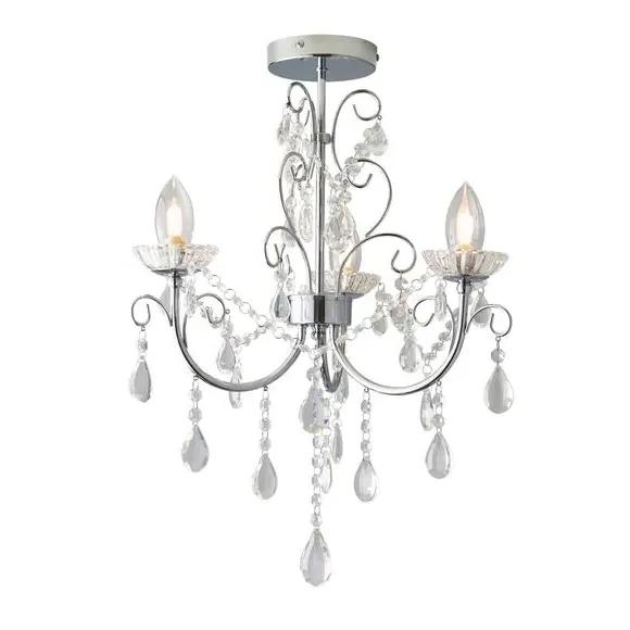 3 Light Semi Flush Ceiling Light - Silver, Chrome