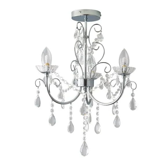 3 Light Semi Flush Ceiling Light - Silver, Chrome