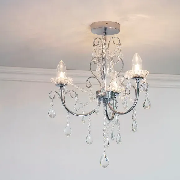 3 Light Semi Flush Ceiling Light - Silver, Chrome image