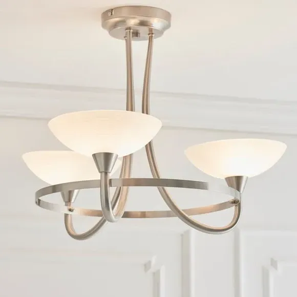 3-Light Semi Flush Ceiling Light - Silver image