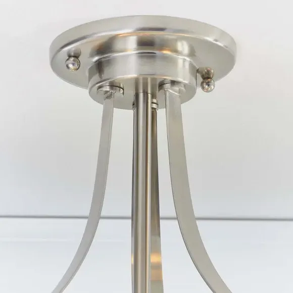 3-Light Semi Flush Ceiling Light - White, Glass