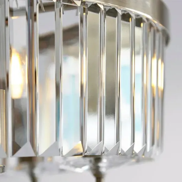 3-Light Semi Flush Chandelier - Brass, Metal