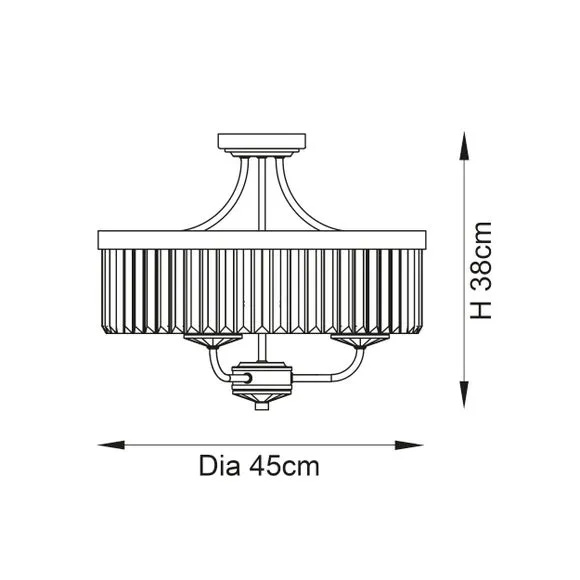 3-Light Semi Flush Chandelier - Nickel, Metal