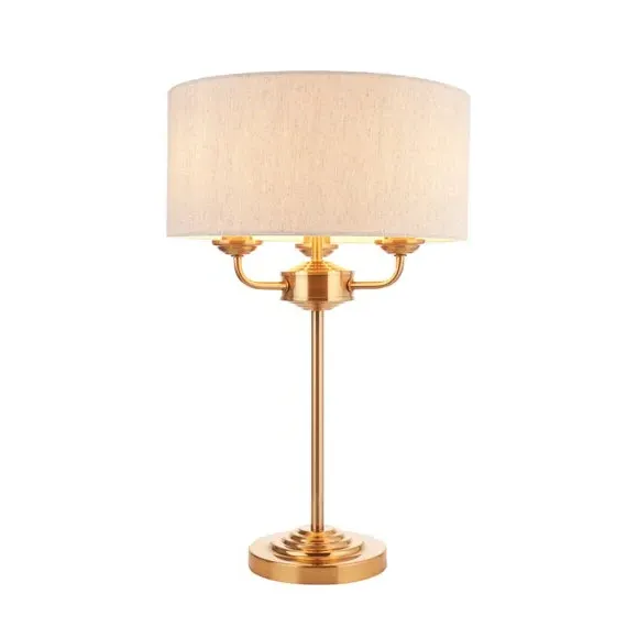 3-Light Table Lamp with In-Line Switch - Gold