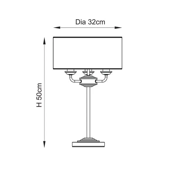3-Light Table Lamp with In-Line Switch - Gold