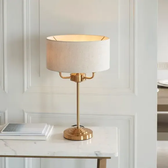 3-Light Table Lamp with In-Line Switch - Gold