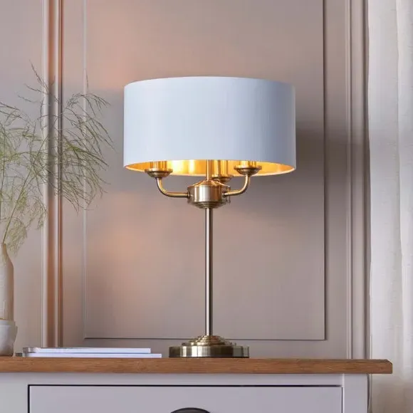 3-Light Table Lamp with In-Line Switch - White