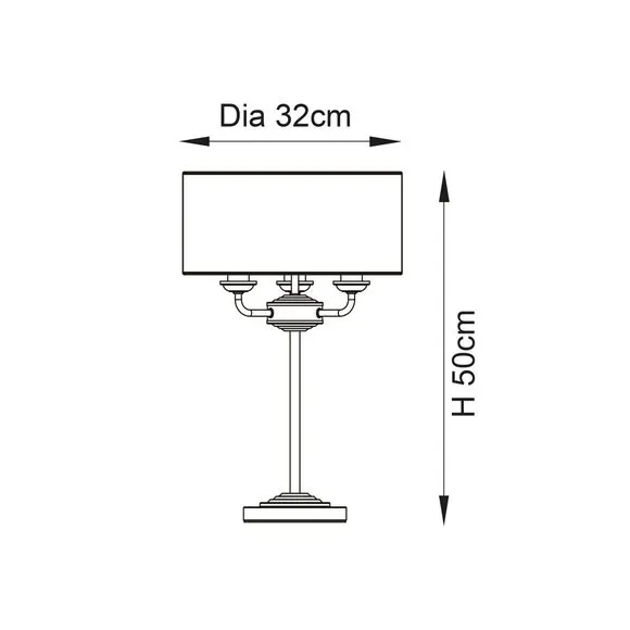 3-Light Table Lamp with In-Line Switch - White