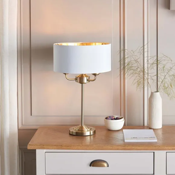 3-Light Table Lamp with In-Line Switch - White