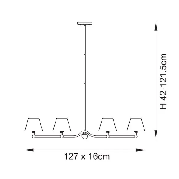 4-Light Adjustable Ceiling Light - Blue, Fabric
