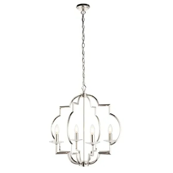 4 Light Ceiling Light - Silver, Crystal Glass
