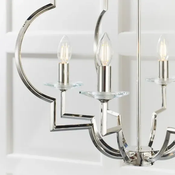 4 Light Ceiling Light - Silver, Crystal Glass