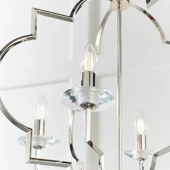 4 Light Ceiling Light - Silver, Crystal Glass