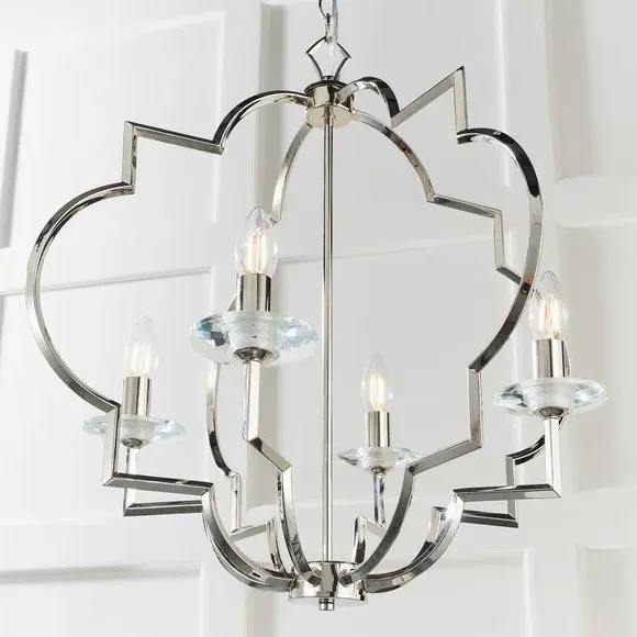 4 Light Ceiling Light - Silver, Crystal Glass