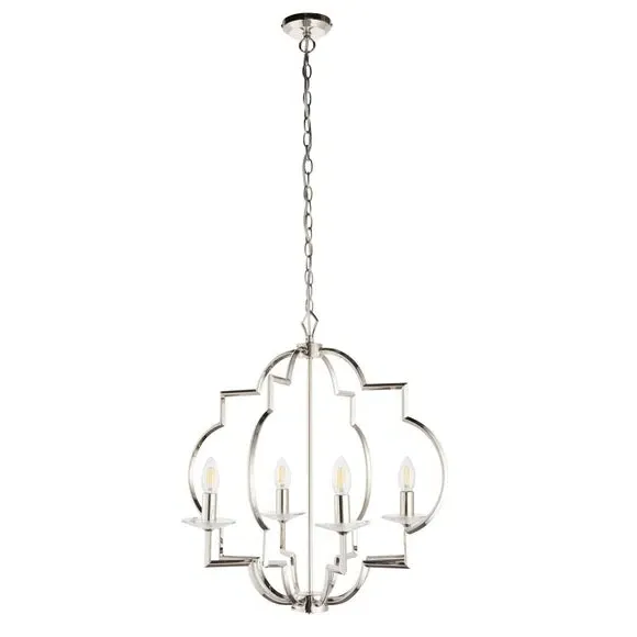 4 Light Ceiling Light - Silver, Crystal Glass