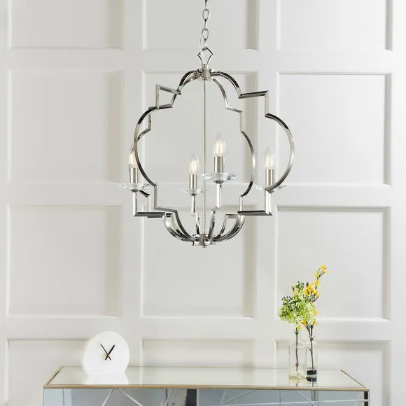 4 Light Ceiling Light - Silver, Crystal Glass image