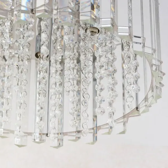 4 Light Flush Ceiling Light - Chrome, Crystal