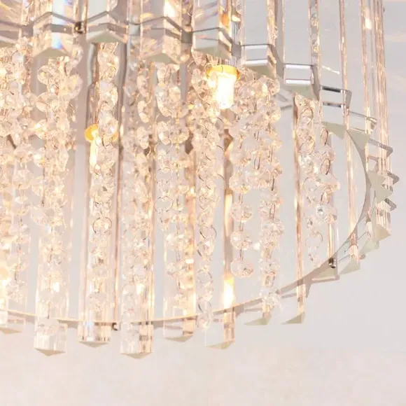 4 Light Flush Ceiling Light - Chrome, Crystal