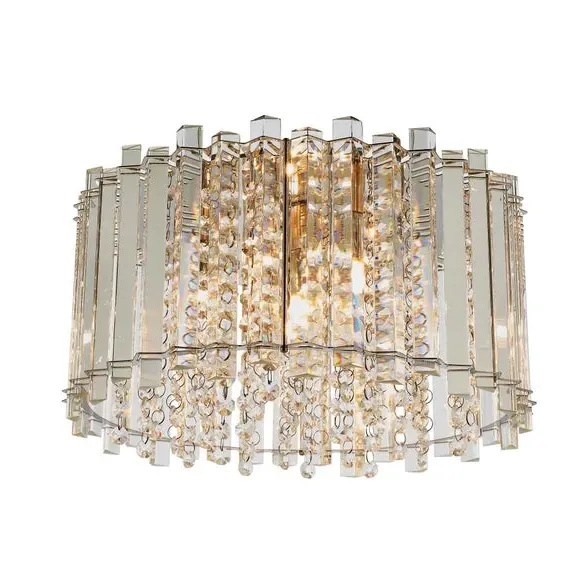 4 Light Flush Ceiling Light - Chrome, Crystal