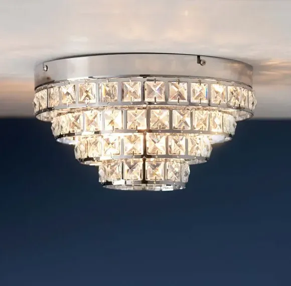 4-Light Flush Ceiling Light - Silver, Crystal