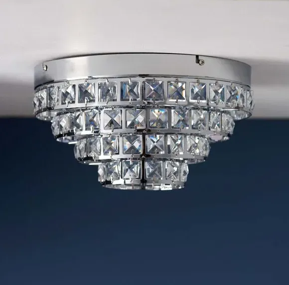 4-Light Flush Ceiling Light - Silver, Crystal