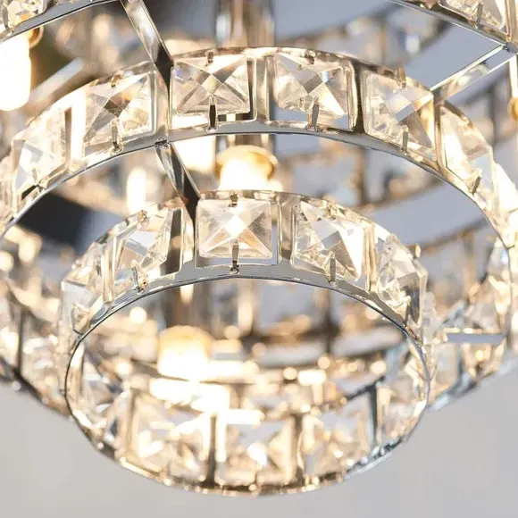 4-Light Flush Ceiling Light - Silver, Crystal