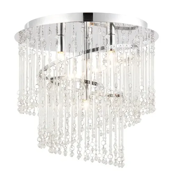 4-Light Flush Chandelier Spiral - Silver, Chrome image
