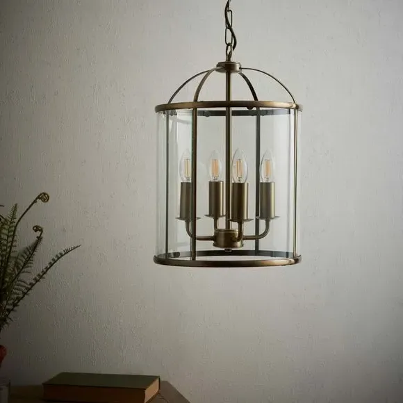 4-Light Pendant Light - Brass, Glass