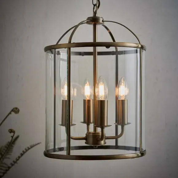 4-Light Pendant Light - Brass, Glass