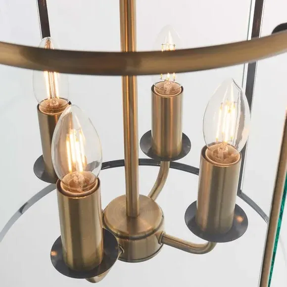 4-Light Pendant Light - Brass, Glass